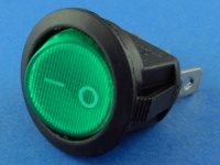 Выключатель круглый, 3 конт., зеленая подсветка, неон, 12VDC, 10А, DAIER KCD1-101N-8