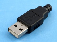 Разъем USB-AM 4pin под пайку на кабель с пластиковой крышкой (вилка на кабель) USBAM-SPB