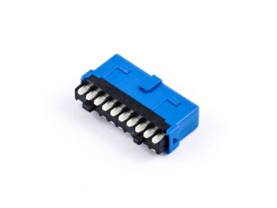 Розетка на кабель USB 3.0, шаг 2.00 х 2.00мм, 19P, под пайку, синяя, HSM C8393-19FSSL00R