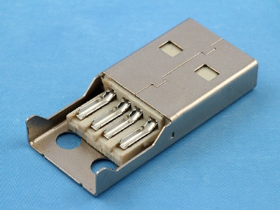 Разъем USB-AM 4pin под пайку на кабель с пластиковой крышкой (вилка на кабель) USBAM-SPB