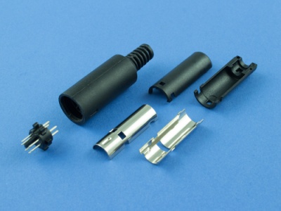 Разъем Mini DIN, MDN-6M, PS/2, под пайку, на кабель, разборный, черный
